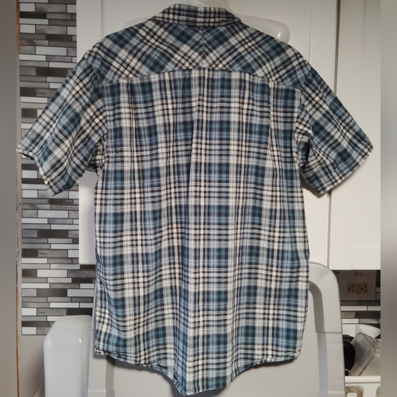 Red Head Brand Co. Blue Short Sleeve Plaid Button-Down Shirt Sz–L - Picture 3 of 5